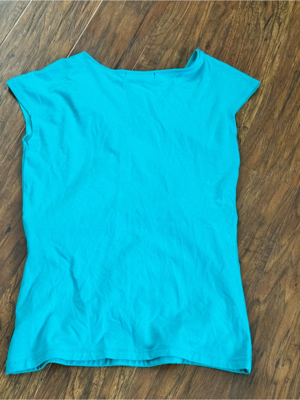 Ralph Lauren Teal Surplice Cap-Sleeve Ruched Top - Picture 2 of 7